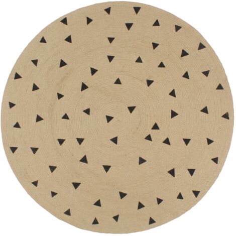 Tapis fait à la main Jute-Tapis de salon-Tapis Chambre avec imprimé à triangles 90 cm 835298 (1/5)