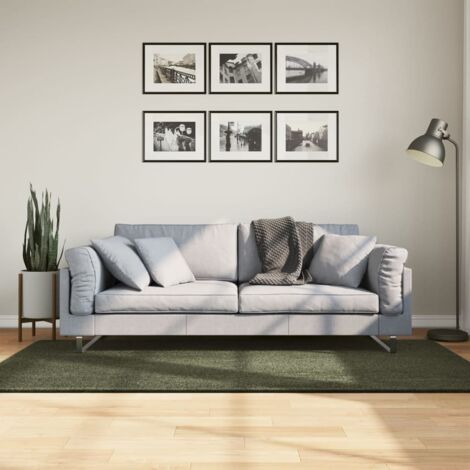 Tapis-Tapis de salon-Tapis Chambre HUARTE à poils courts doux lavable vert forêt 100x200 cm 730757 (1/5)