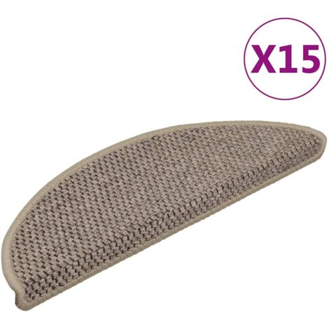 Tapis d'escalier-Moquette d'escalier-Tapis de marches autocollants 15 pcs 56x17x3 cm Beige foncé 120314 (1/5)