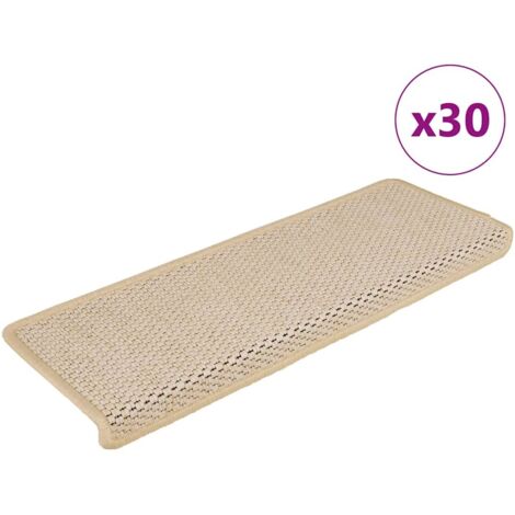 Tapis d'escalier-Moquette d'escalier-Tapis de marches autocollants 30 pcs 65x21x4 cm crème 605155 (1/5)