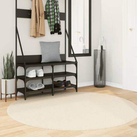 Tapis-Tapis de salon-Tapis Chambre HUARTE à poils courts doux et lavable crème Ø 160 cm 471943 (1/5)