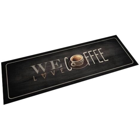 Tapis de cuisine lavable-Tapis de salon-Tapis Chambre texte Coffee 60x180 cm velours 176865