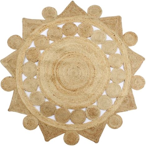 Tapis fait à la main Jute-Tapis de salon-Tapis Chambre tressée 90 cm 227137 (1/5)