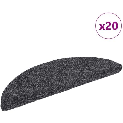 Tapis d'escalier-Moquette d'escalier-Tapis de marches autocollants 20 pièces 56 x 17 x 3 cm Gris foncé Demi-rond 589051 (1/5)