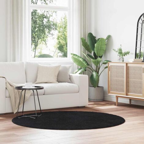 Tapis shaggy à poils longs-Tapis de salon-Tapis Chambre NAVARRA noir 160x160 cm polyester 600966 (1/5)