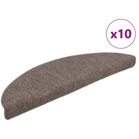 Tapis d'escalier-Moquette d'escalier-Tapis de marches autocollants 10 pièces 56 x 17 x 3 cm Beige Demi-rond 196991 (1/5)