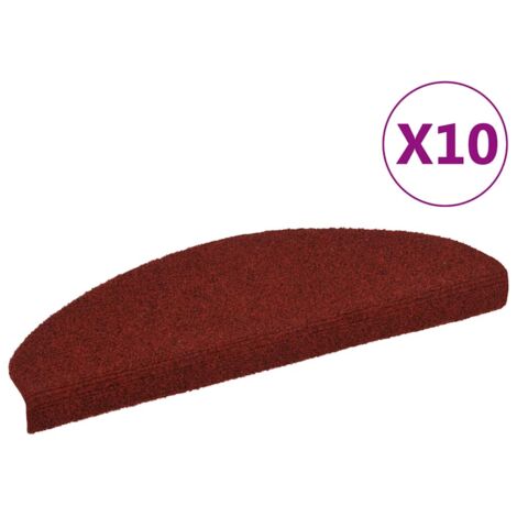 Tapis d'escalier-Moquette d'escalier-Tapis de marches autocollants 10 pièces 65 x 21 x 4 cm Bordeaux Rouge Demi-rond Grand 674135 (1/5)