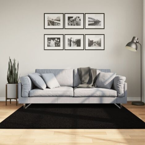 Tapis-Tapis de salon-Tapis Chambre HUARTE à poils courts doux et lavable noir 160x160 cm 375036 (1/5)