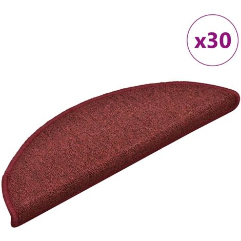 Tapis d'escalier 30 pièces-Moquette d'escalier-Tapis de marches 56 x 17 x 3 cm Bordeaux Demi-rond 130022 (1/5)