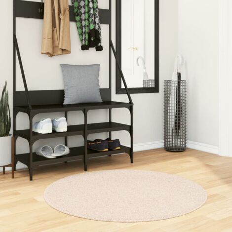 Tapis-Tapis de salon-Tapis Chambre HUARTE à poils courts doux et lavable beige Ø 100 cm 757796 (1/5)