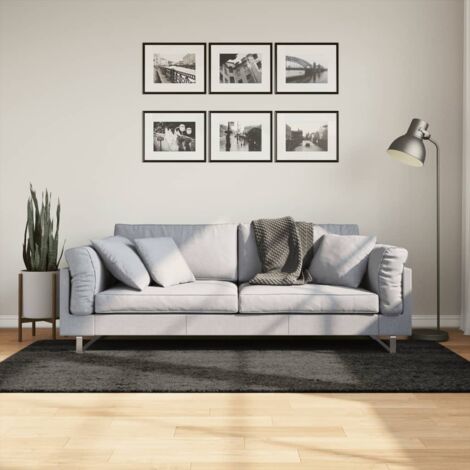 Tapis-Tapis de salon-Tapis Chambre ISTAN à poils longs aspect brillant anthracite 100x200 cm 370511 (1/5)