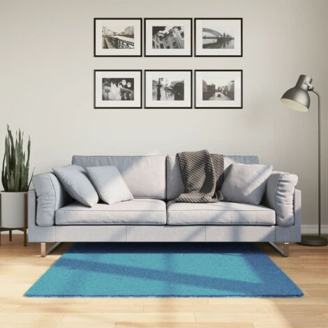Tapis-Tapis de salon-Tapis Chambre OVIEDO à poils courts turquoise 120x120 cm 189607 (1/5)