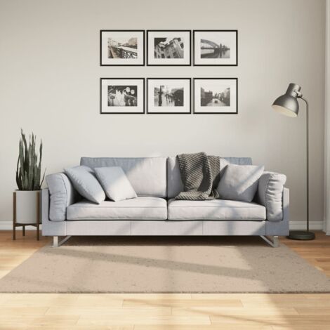 Tapis-Tapis de salon-Tapis Chambre HUARTE à poils courts doux et lavable sable 160x160 cm 838040 (1/5)