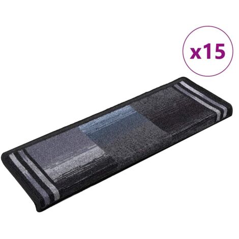 Tapis d'escalier-Moquette d'escalier-Tapis de marches autocollants 15 pcs 65x21x4 cm Noir et gris 326407 (1/5)