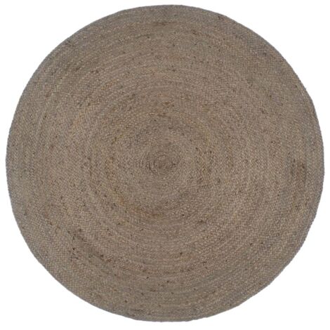 Tapis fait à la main Jute-Tapis de salon-Tapis Chambre Rond 210 cm Gris 731554 (1/5)