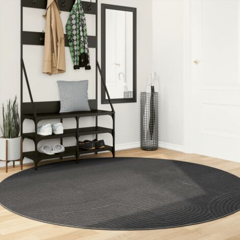 Tapis-Tapis de salon-Tapis Chambre IZA poils courts style scandinave anthracite Ø 200 cm 546523 (1/5)