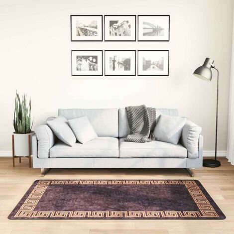 Tapis-Tapis de salon-Tapis Chambre lavable antidérapant 80x150 cm Noir et doré 947754 (1/5)