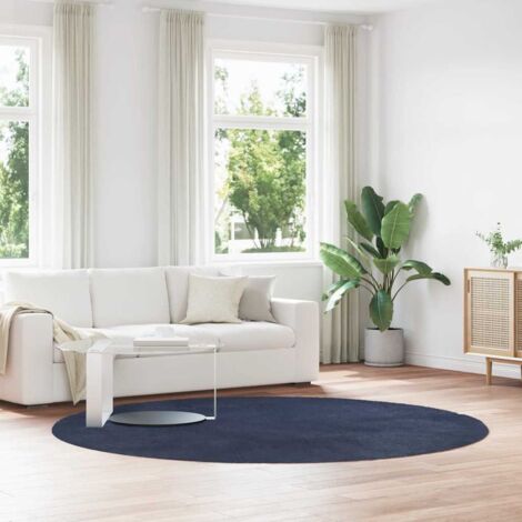 Tapis shaggy à poils longs-Tapis de salon-Tapis Chambre NAVARRA bleu marine 240x240 cm 290948 (1/5)