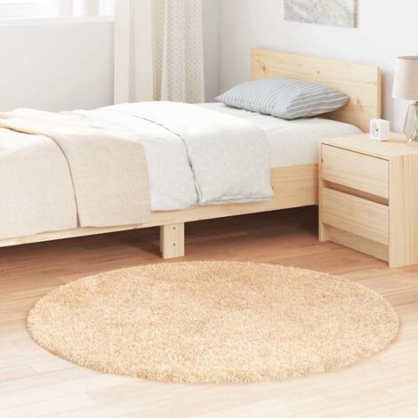 Tapis shaggy à poils longs-Tapis de salon-Tapis Chambre NAVARRA beige 120x120 cm polyester 117937 (1/5)