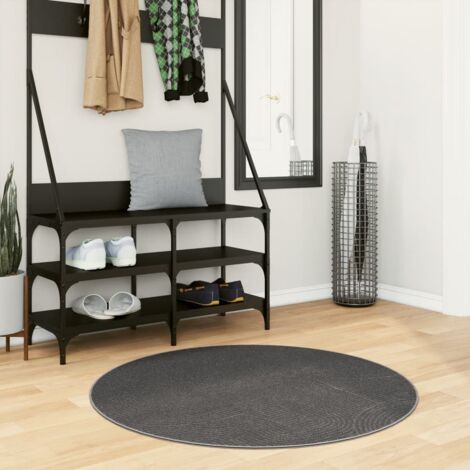 Tapis-Tapis de salon-Tapis Chambre IZA poils courts style scandinave anthracite Ø 100 cm 791156 (1/5)