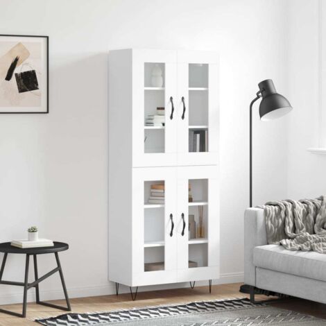 Buffet haut-Armoire de rangement Blanc 69,5x34x180 cm Bois d'ingénierie 154046 (1/5)