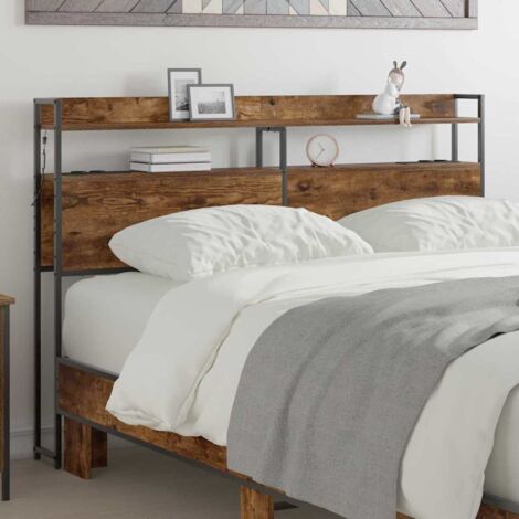Tête de lit avec étagère-Panneau de lit avec rangement Chêne fumé 150 cm Bois d'ingénierie 792838 (1/5)