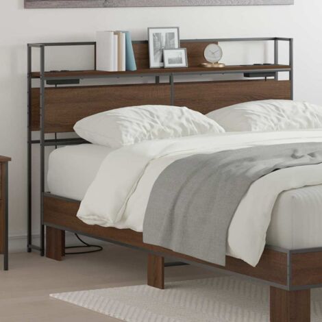 Tête de lit avec étagère-Panneau de lit avec rangement Chêne marron 120 cm Bois d'ingénierie 451691 (1/5)