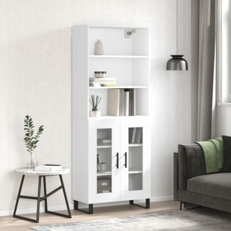 Buffet haut-Armoire de rangement Blanc 69,5x34x180 cm Bois d'ingénierie 849417 (1/5)