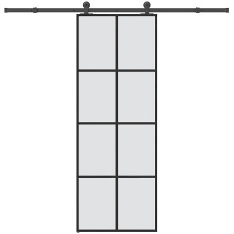 Porte coulissante avec kit de quincaillerie-Porte intérieure avec kit de montage complet 76x205 cm Verre ESG 503317 (1/5)