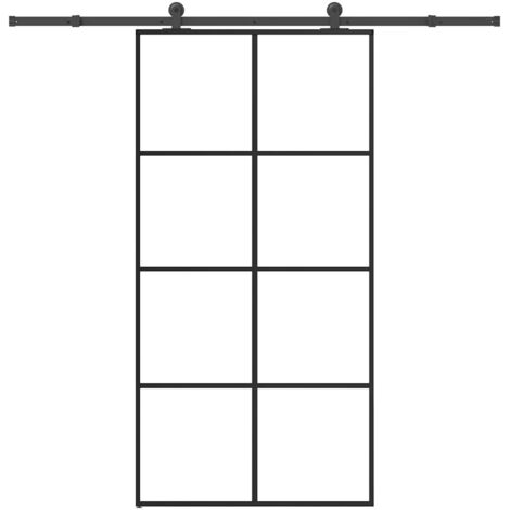 Porte coulissante et kit de quincaillerie-Porte intérieure avec kit de montage complet 102,5x205cm Verre ESG 792823 (1/5)