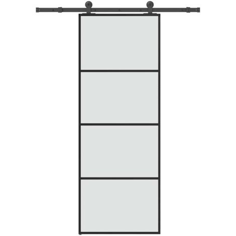 Porte coulissante avec kit de quincaillerie-Porte intérieure avec kit de montage complet 76x205 cm Verre ESG 621097 (1/5)