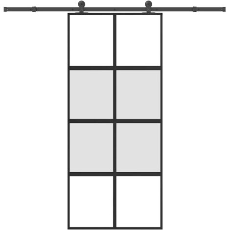 Porte coulissante kit de quincaillerie-Porte intérieure avec kit de montage complet trempé verre aluminium 124099 (1/5)