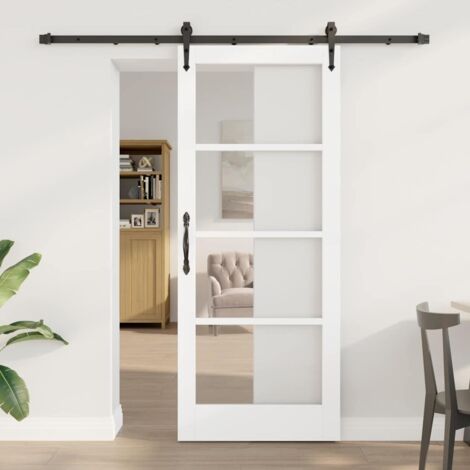 Porte coulissante-Porte intérieure Blanc 83 x 202 cm Bois et métal 185450 (1/5)