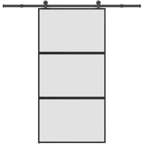 Porte coulissante kit de quincaillerie-Porte intérieure avec kit de montage complet trempé verre aluminium 494101 (1/5)