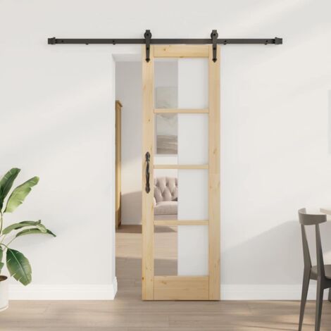Porte Coulissante-Porte intérieure Marron 61 x 198.5 cm Bois et métal 572368 (1/5)