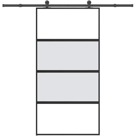 Porte coulissante kit de quincaillerie-Porte intérieure avec kit de montage complet trempé verre aluminium 625272 (1/5)
