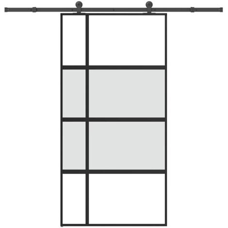 Porte coulissante kit de quincaillerie-Porte intérieure avec kit de montage complet trempé verre aluminium 153873 (1/5)