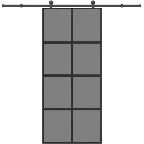 Porte coulissante kit de quincaillerie-Porte intérieure avec kit de montage complet trempé verre aluminium 323641 (1/5)