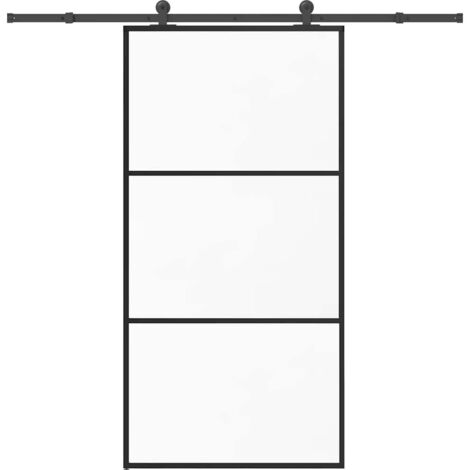 Porte coulissante et quincaillerie-Porte intérieure avec kit de montage complet ESG verre et aluminium 767740 (1/5)