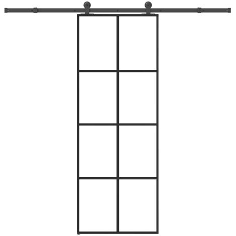 Porte coulissante avec kit de quincaillerie-Porte intérieure avec kit de montage complet 76x205 cm Verre ESG 544086 (1/5)
