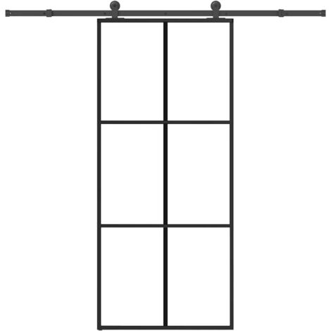 Porte coulissante avec kit de quincaillerie-Porte intérieure avec kit de montage complet 90x205 cm Verre ESG 966215 (1/5)