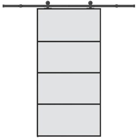 Porte coulissante et kit de quincaillerie-Porte intérieure avec kit de montage complet 102,5x205cm Verre ESG 454803 (1/5)