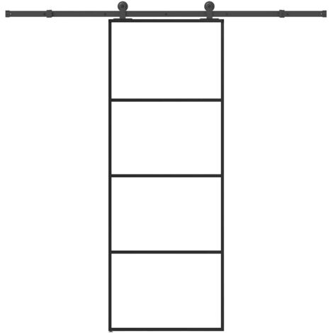 Porte coulissante avec kit de quincaillerie-Porte intérieure avec kit de montage complet 76x205 cm Verre ESG 843854 (1/5)