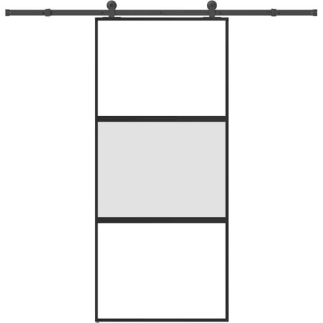 Porte coulissante kit de quincaillerie-Porte intérieure avec kit de montage complet trempé verre aluminium 757581 (1/5)
