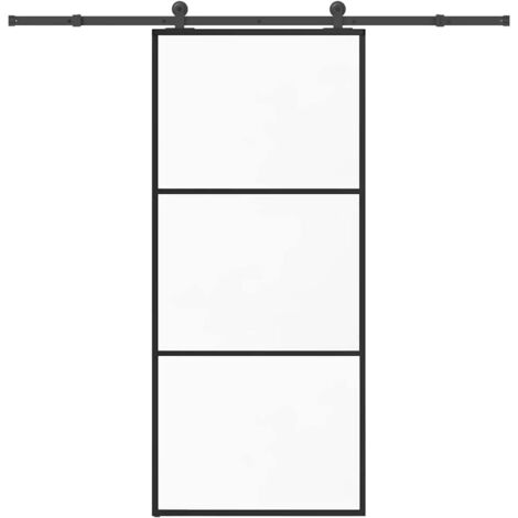 Porte coulissante avec kit de quincaillerie-Porte intérieure avec kit de montage complet 90x205 cm Verre ESG 295307 (1/5)