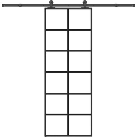 Porte coulissante avec kit de quincaillerie-Porte intérieure avec kit de montage complet 76x205 cm Verre ESG 478781 (1/5)