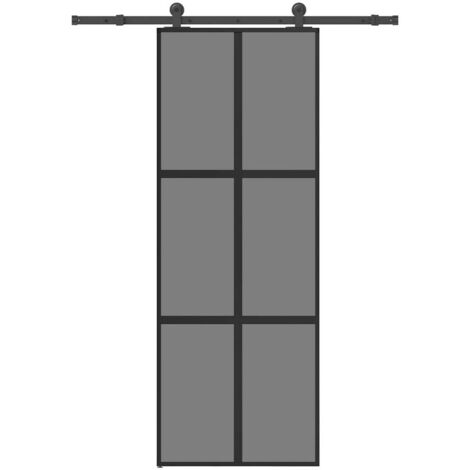 Porte coulissante kit de quincaillerie-Porte intérieure avec kit de montage complet trempé verre aluminium 603731 (1/5)