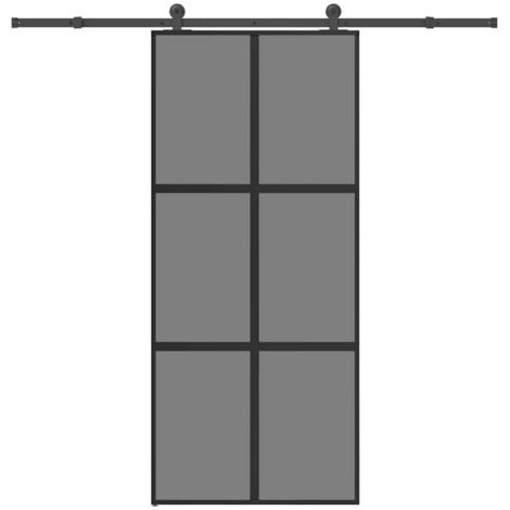 Porte coulissante kit de quincaillerie-Porte intérieure avec kit de montage complet trempé verre aluminium 400432 (1/5)