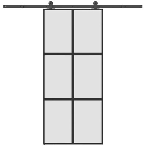 Porte coulissante kit de quincaillerie-Porte intérieure avec kit de montage complet trempé verre aluminium 273624 (1/5)