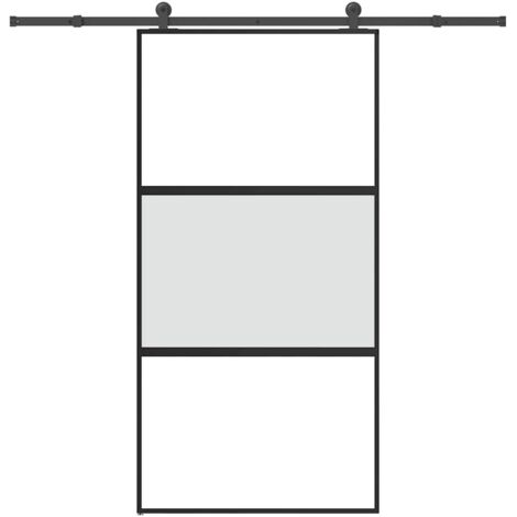 Porte coulissante kit de quincaillerie-Porte intérieure avec kit de montage complet trempé verre aluminium 865753 (1/5)